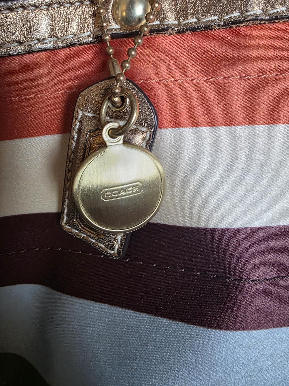 Coach Multicolor Legacy Stripe Tote Bag - Gold Trim - Picture 4 of 15